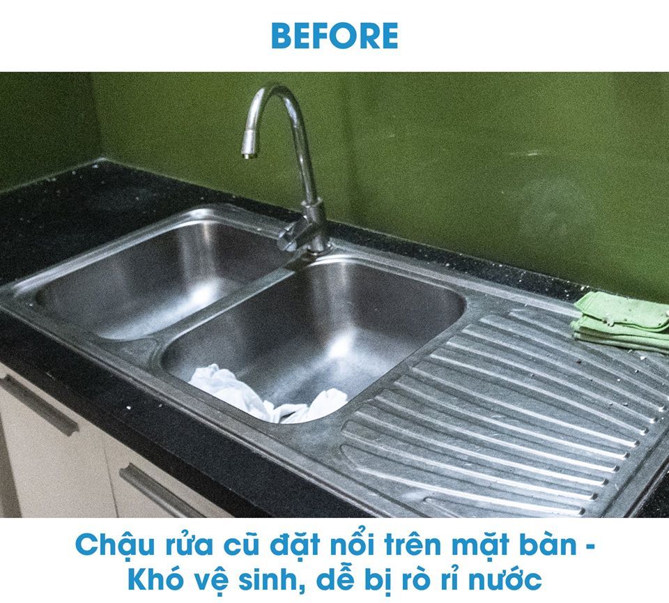 Tủ Bếp Treasia Chữ L Màu VFW (Trắng Vân Gỗ) -Công Trình Tại Nhà Phố Quận 1