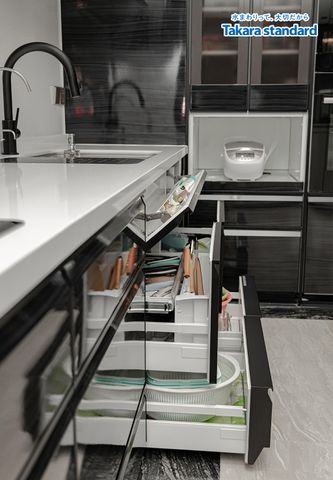 Hệ Tủ Bếp Lemure Cao Cấp Chữ L Màu LHQ - KĐT Vạn Phúc