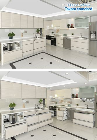 Hệ Tủ Bếp Lemure Cao Cấp Màu LHI - Căn hộ Duplex Phú Hoàng Anh