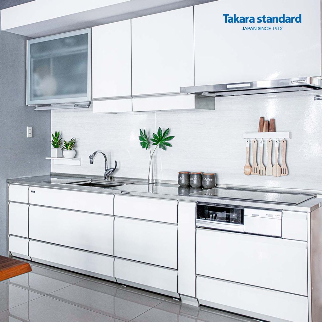 Hệ Tủ Bếp Lemure Chữ I Cao Cấp Màu LSW (Trắng) - Showroom Takara standard