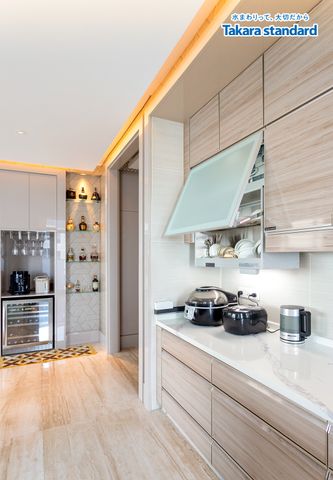 Hệ Tủ Bếp Lemure Cao Cấp Chữ I Màu LCT - Penthouse Vinhomes Central Park