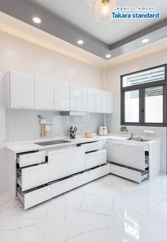 Hệ Tủ Bếp Cao Cấp Dòng Edel Chữ L Màu ESW - Nhà Phố Gò Vấp