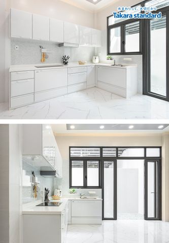 Hệ Tủ Bếp Cao Cấp Dòng Edel Chữ L Màu ESW - Nhà Phố Gò Vấp
