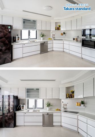 Hệ Tủ Bếp Lemure Chữ L Cao Cấp Màu LXW - KĐT Vạn Phúc City
