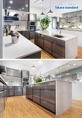 Hệ Tủ Bếp Cao Cấp Treasia Màu VTG - Showroom Takara standard