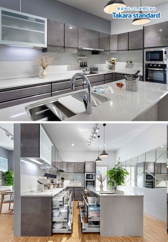 Hệ Tủ Bếp Cao Cấp Treasia Màu VTG - Showroom Takara standard