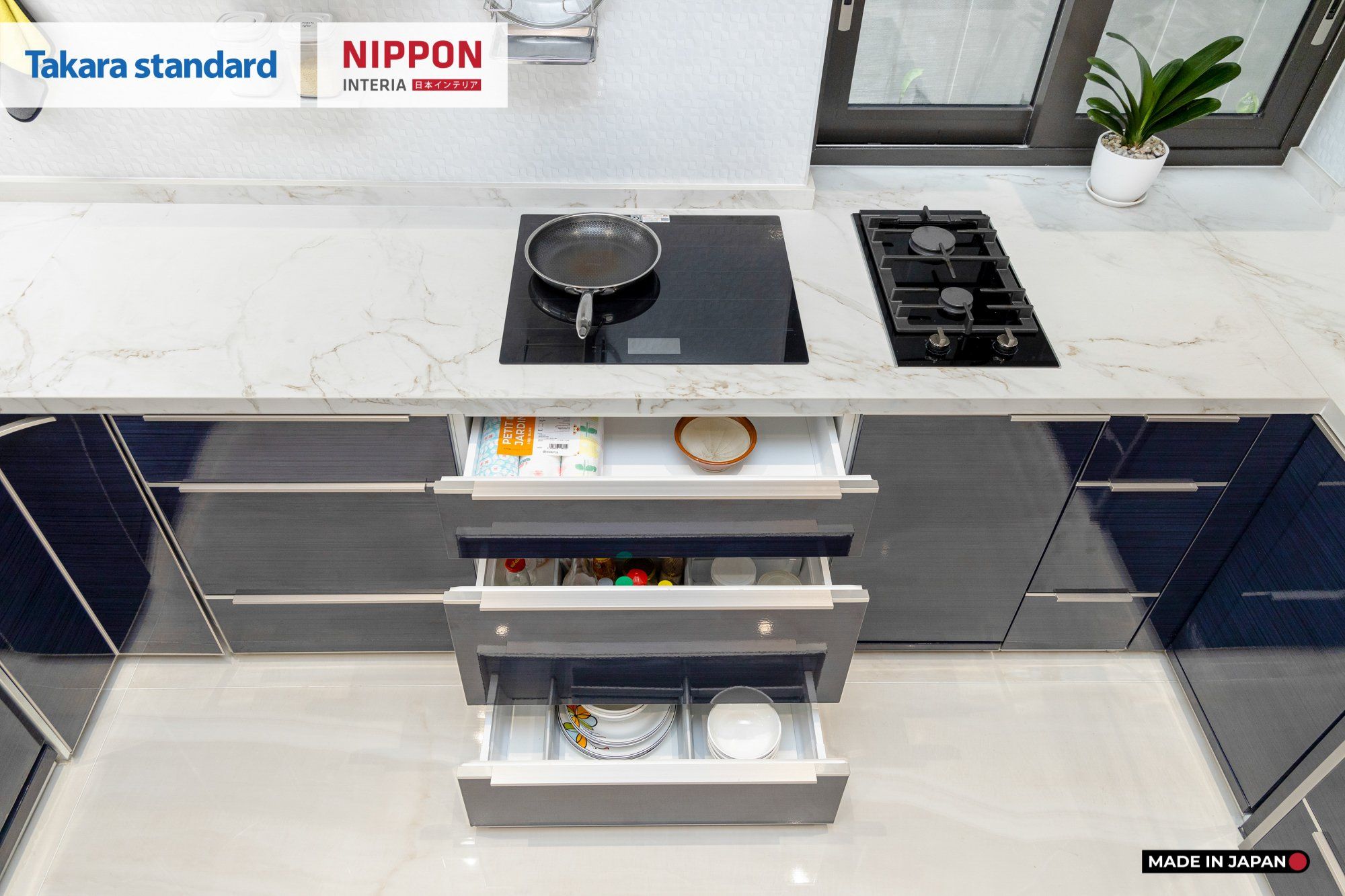 Hệ Tủ Bếp Nhật Bản Cao Cấp Lemure Màu LGN - Biệt Thự Thảo Điền