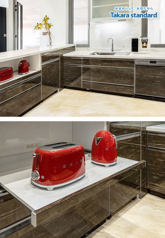 Hệ Tủ Bếp Cao Cấp Lemure Chữ L Màu Nâu LSHIB - Nhà Phố Thủ Đức