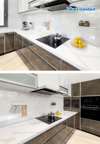 Hệ Tủ Bếp Cao Cấp Lemure Chữ L Màu Nâu LSHIB - Nhà Phố Thủ Đức