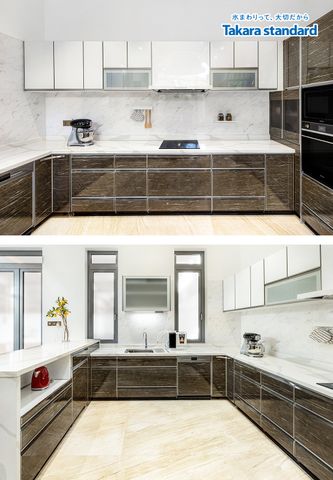 Hệ Tủ Bếp Cao Cấp Lemure Chữ L Màu Nâu LSHIB - Nhà Phố Thủ Đức