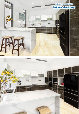 Hệ Tủ Bếp Cao Cấp Lemure Chữ L Màu Nâu LSHIB - Nhà Phố Thủ Đức