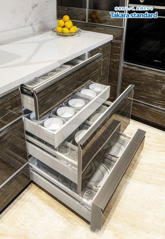 Hệ Tủ Bếp Cao Cấp Lemure Chữ L Màu Nâu LSHIB - Nhà Phố Thủ Đức