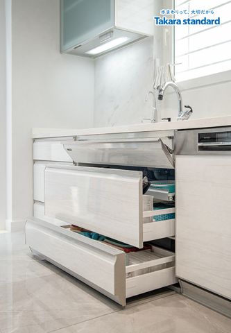 Hệ Tủ Bếp Lemure Chữ L Cao Cấp Màu LXW - Nhà Phố Quận 3