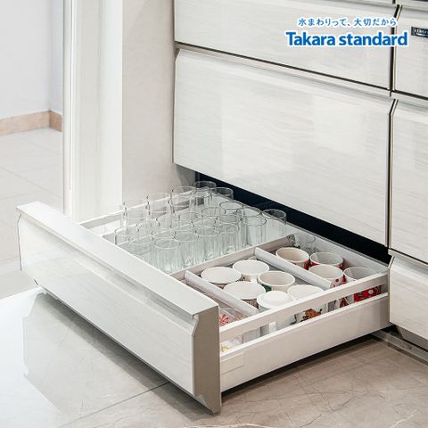 Hệ Tủ Bếp Lemure Chữ L Cao Cấp Màu LXW - Nhà Phố Quận 3