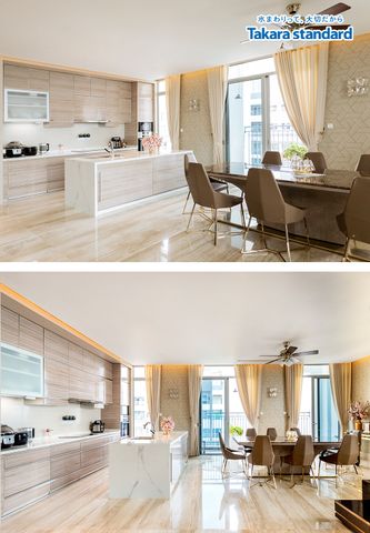 Hệ Tủ Bếp Lemure Cao Cấp Chữ I Màu LCT - Penthouse Vinhomes Central Park