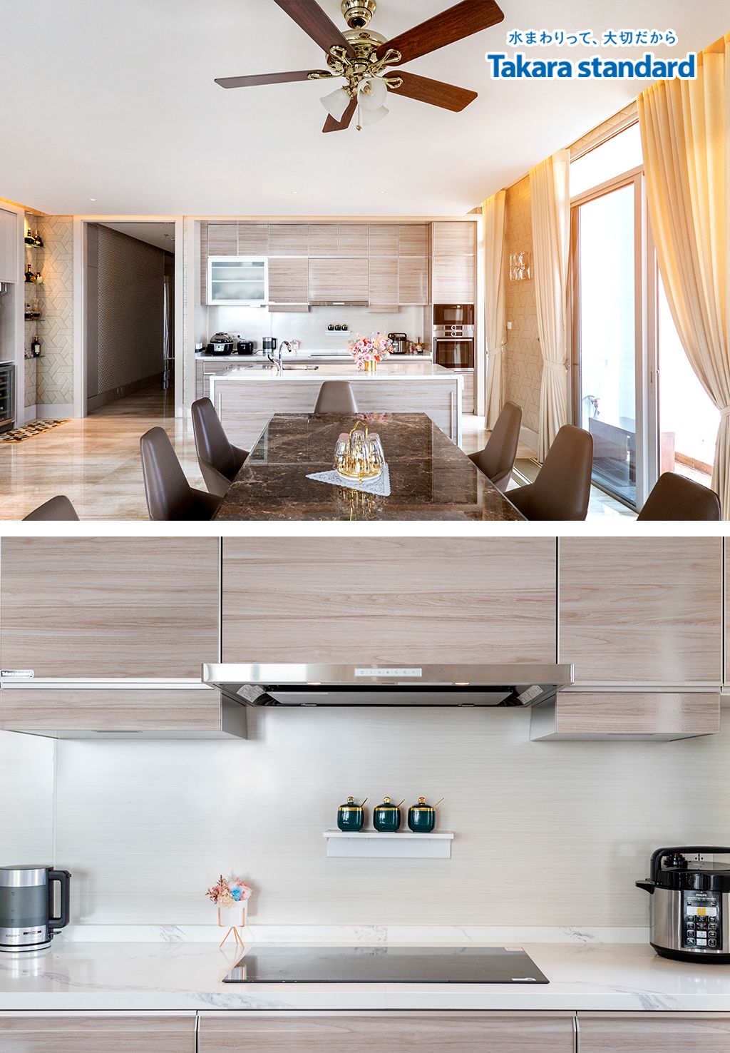 Hệ Tủ Bếp Lemure Cao Cấp Chữ I Màu LCT - Penthouse Vinhomes Central Park