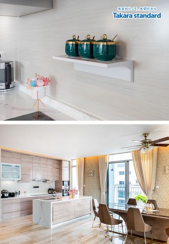 Hệ Tủ Bếp Lemure Cao Cấp Chữ I Màu LCT - Penthouse Vinhomes Central Park