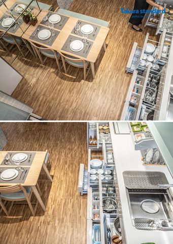 Tủ Bếp Treasia Chữ I Màu VWV (Vân gỗ sồi) - Showroom Takara standard