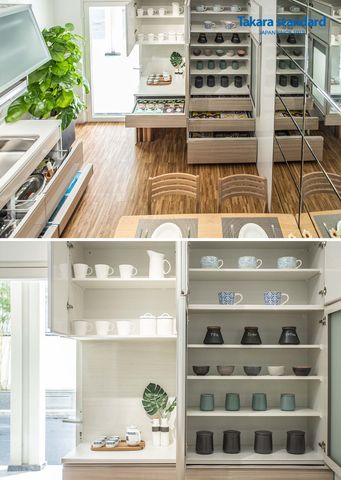 Tủ Bếp Treasia Chữ I Màu VWV (Vân gỗ sồi) - Showroom Takara standard