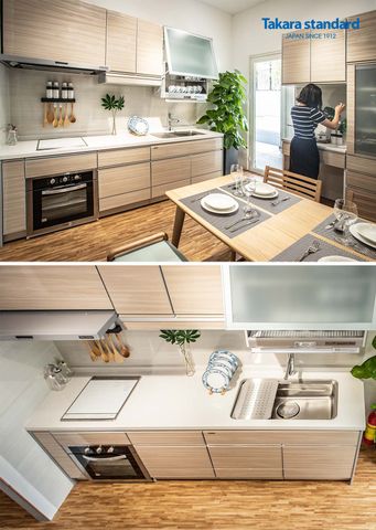 Tủ Bếp Treasia Chữ I Màu VWV (Vân gỗ sồi) - Showroom Takara standard
