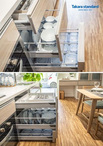 Tủ Bếp Treasia Chữ I Màu VWV (Vân gỗ sồi) - Showroom Takara standard