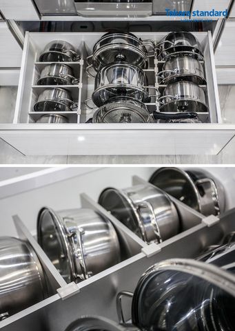 Hệ Tủ bếp Cao Cấp LEMURE Chữ L Màu LXW (Trắng Vân Gỗ) - Nhà Phố Quận Bình Thạnh