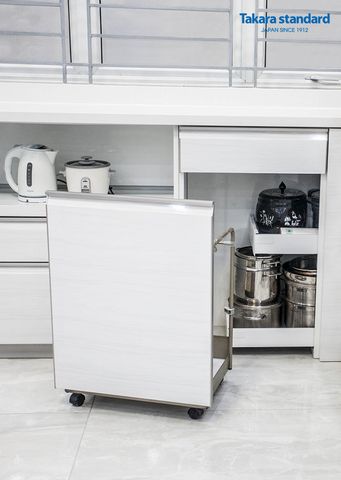 Hệ Tủ bếp Cao Cấp LEMURE Chữ L Màu LXW (Trắng Vân Gỗ) - Nhà Phố Quận Bình Thạnh