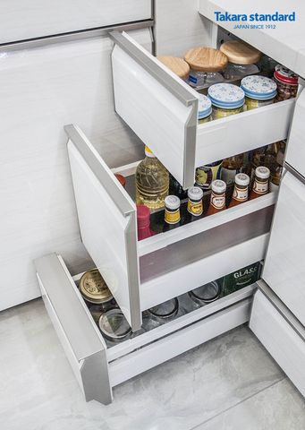 Hệ Tủ bếp Cao Cấp LEMURE Chữ L Màu LXW (Trắng Vân Gỗ) - Nhà Phố Quận Bình Thạnh