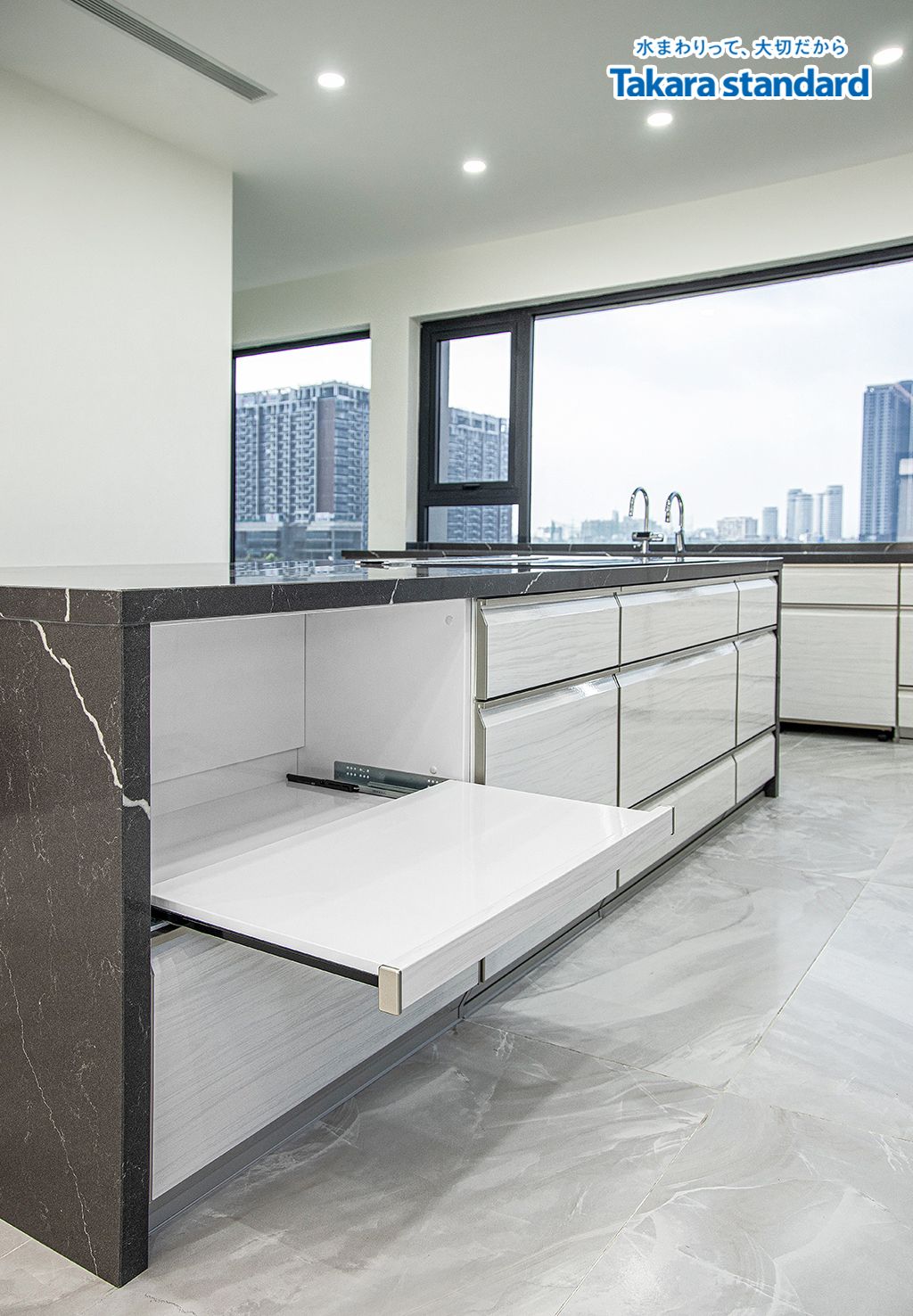 Hệ Tủ Bếp Chữ L Dòng Lemure Cao Cấp Màu LXW - Lakeview City