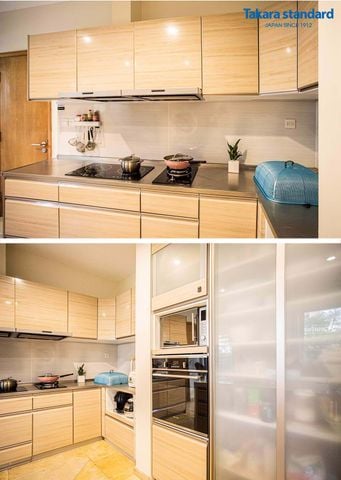 Hệ Tủ Bếp LEMURE Màu LCV (Vân Gỗ Sồi) - Biệt thự Riviera Cove Q9