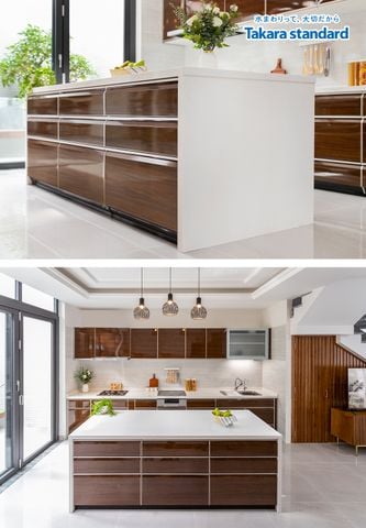 Hệ Tủ Bếp Lemure Cao Cấp Màu LGU - Biệt thự Q. Bình Thạnh