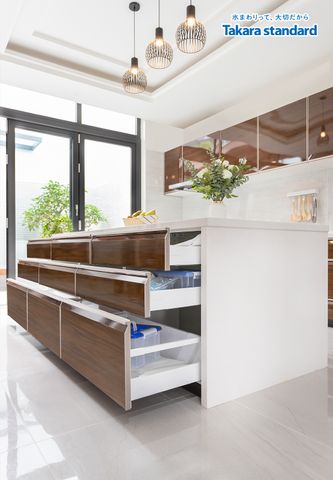 Hệ Tủ Bếp Lemure Cao Cấp Màu LGU - Biệt thự Q. Bình Thạnh