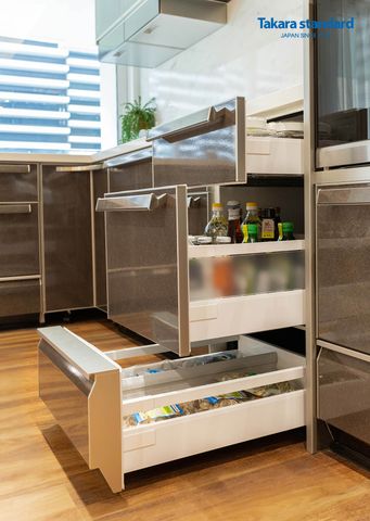 Hệ Tủ Bếp Lemure Chữ L Cao Cấp Màu LRB - Showroom Điện Biên Phủ