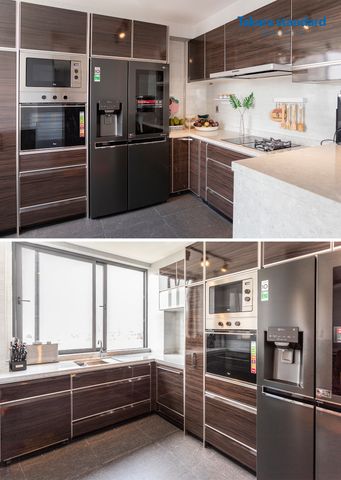 Hệ Tủ Bếp Lemure Chữ U Cao Cấp Màu LXB - Căn Hộ Panorama Phú Mỹ Hưng Quận 7