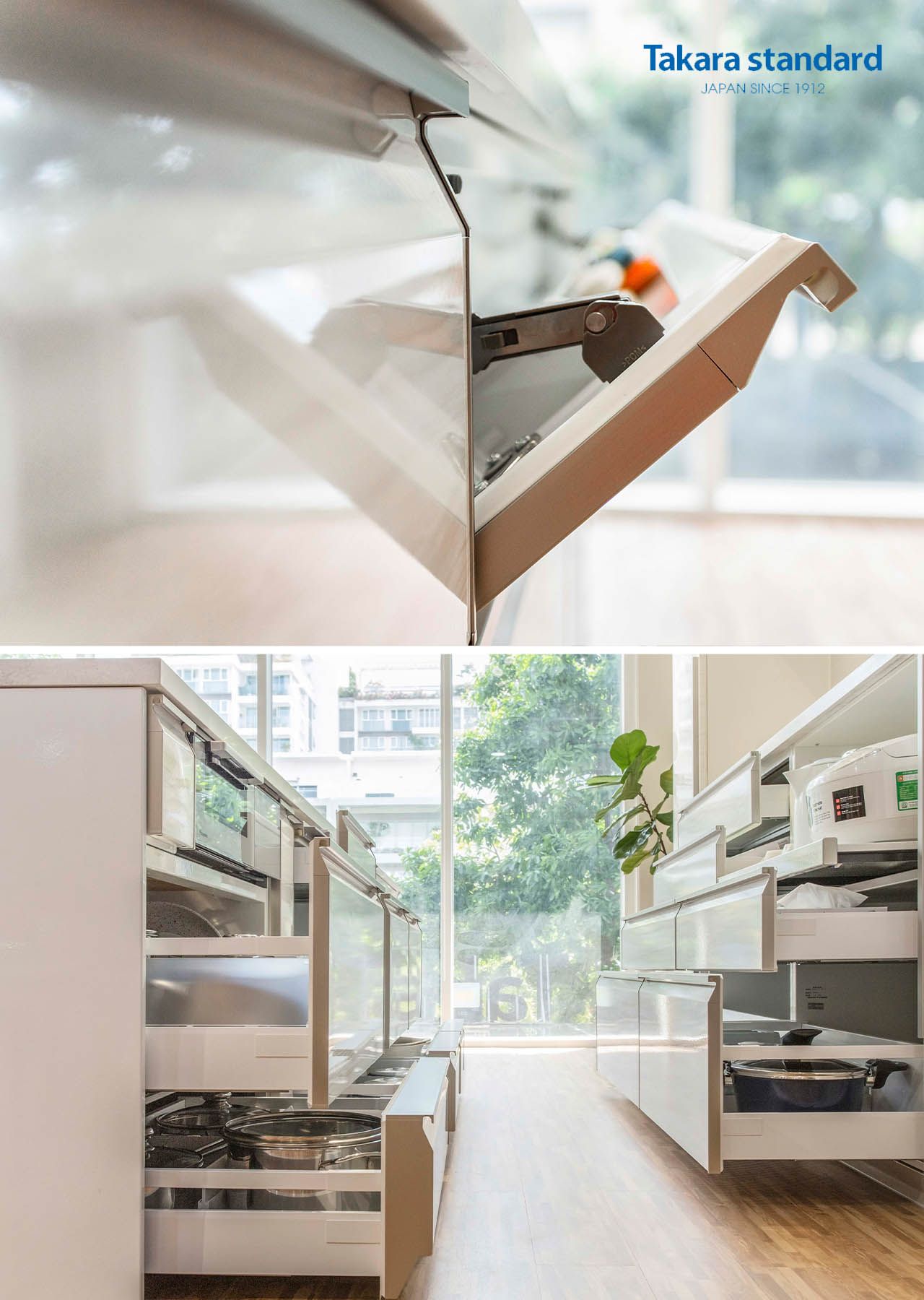 Hệ Tủ Bếp Lemure Cao Cấp Màu LXW - Showroom Takara standard
