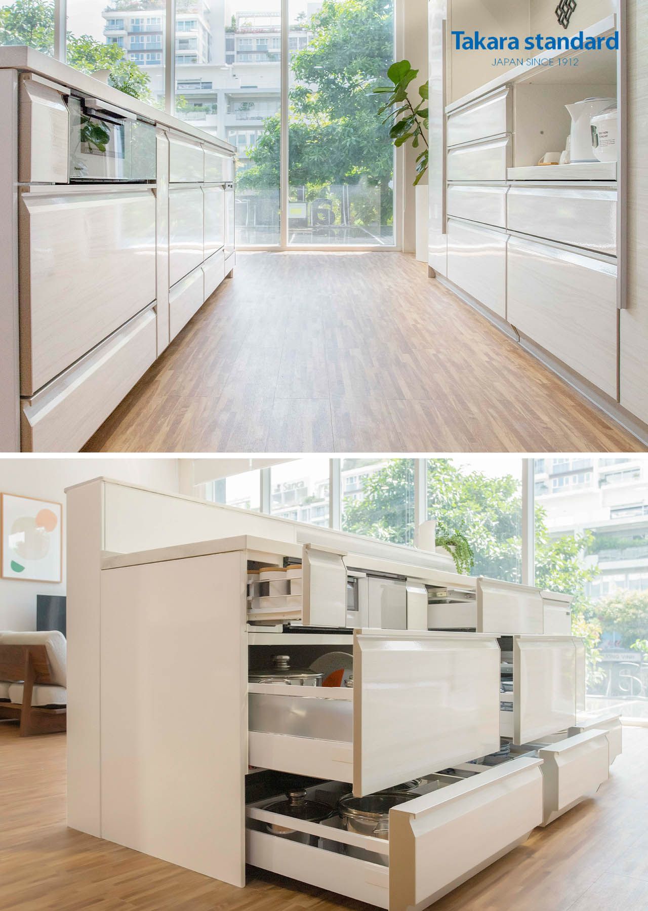 Hệ Tủ Bếp Lemure Cao Cấp Màu LXW - Showroom Takara standard