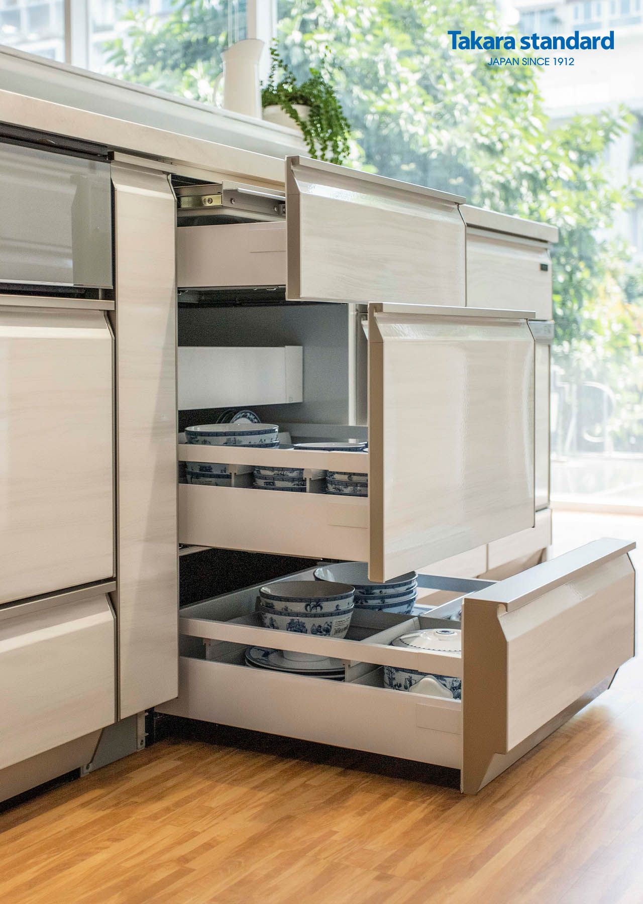 Hệ Tủ Bếp Lemure Cao Cấp Màu LXW - Showroom Takara standard