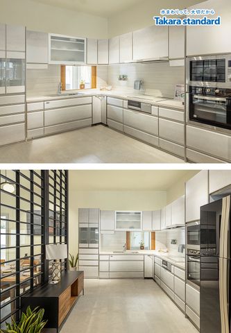Hệ Tủ Bếp Lemure Chữ L Cao Cấp Chuyển Sắc - Showroom Q.2