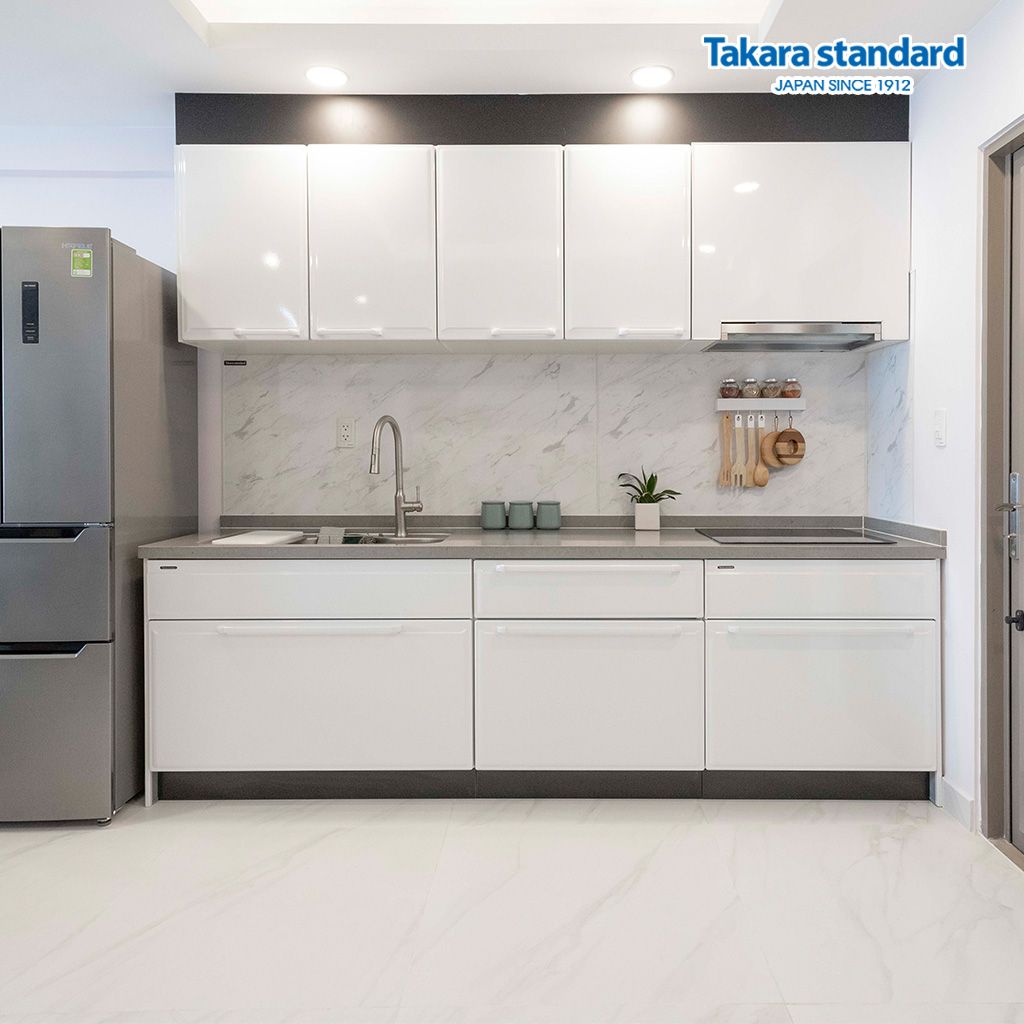 Hệ Tủ Bếp Cao Cấp Dòng Edel Chữ I Màu ESW - Căn Hộ Nam Sài Gòn Residences