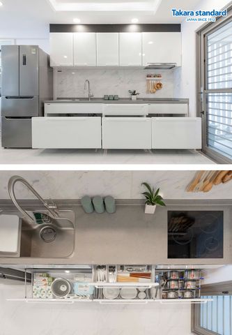 Hệ Tủ Bếp Cao Cấp Dòng Edel Chữ I Màu ESW - Căn Hộ Nam Sài Gòn Residences