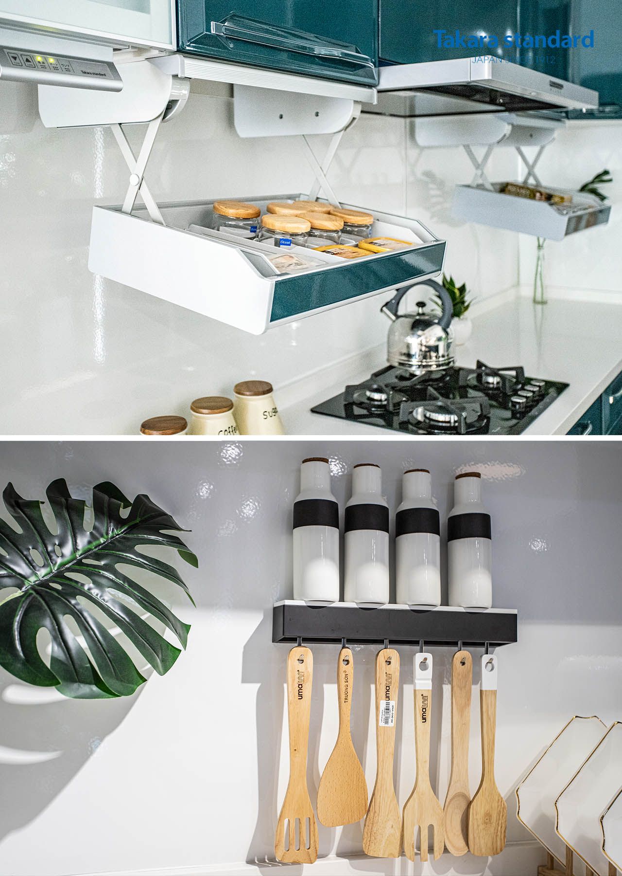 Showroom Takara standard - Hệ Tủ Bếp Ritela màu xanh ngọc lục bảo