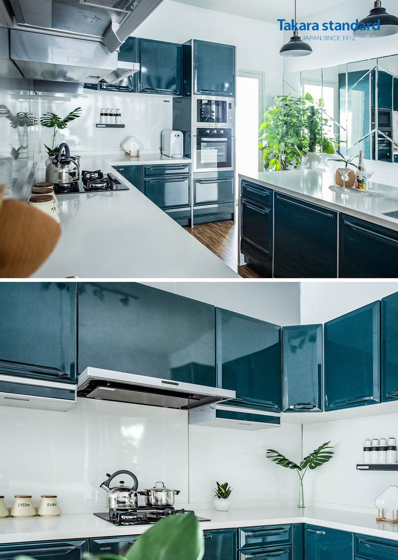 Showroom Takara standard - Hệ Tủ Bếp Ritela màu xanh ngọc lục bảo