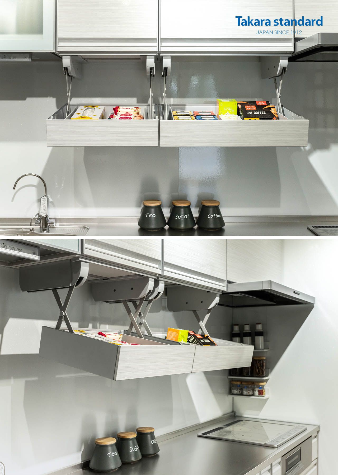  Hệ Tủ Bếp Treasia Chữ I Màu VBW - Showroom Takara standard 