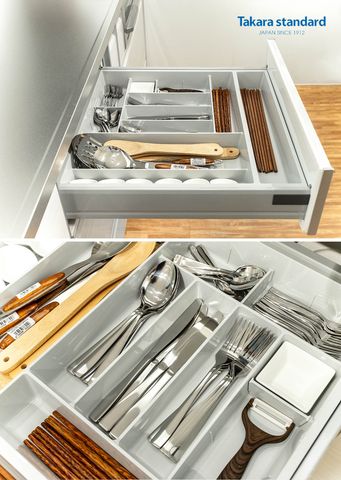 Hệ Tủ Bếp Treasia Chữ I Màu VBW - Showroom Takara standard