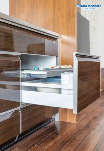 Hệ Tủ Bếp Lemure Cao Cấp Chữ I Màu LGB - Căn Hộ Vinhomes Golden River