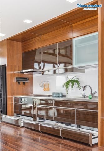 Hệ Tủ Bếp Lemure Cao Cấp Chữ I Màu LGB - Căn Hộ Vinhomes Golden River