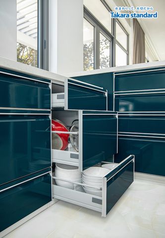 Hệ Tủ Bếp Treasia Cao Cấp Chữ L Màu VSJ - Biệt Thự Bình Phước
