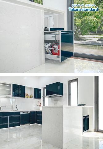 Hệ Tủ Bếp Treasia Cao Cấp Chữ L Màu VSJ - Biệt Thự Bình Phước