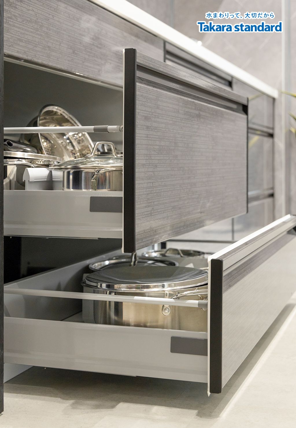 Hệ Tủ Bếp Cao Cấp Treasia Chữ I Màu VTG - Showroom Takara standard