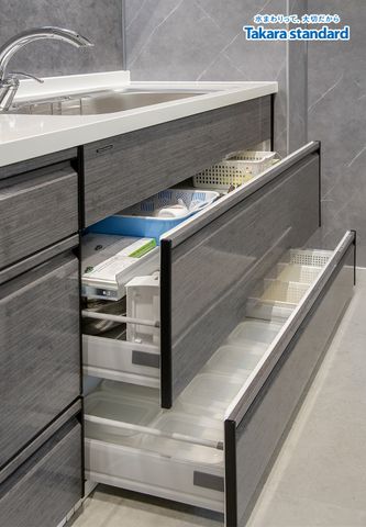 Hệ Tủ Bếp Cao Cấp Treasia Chữ I Màu VTG - Showroom Takara standard
